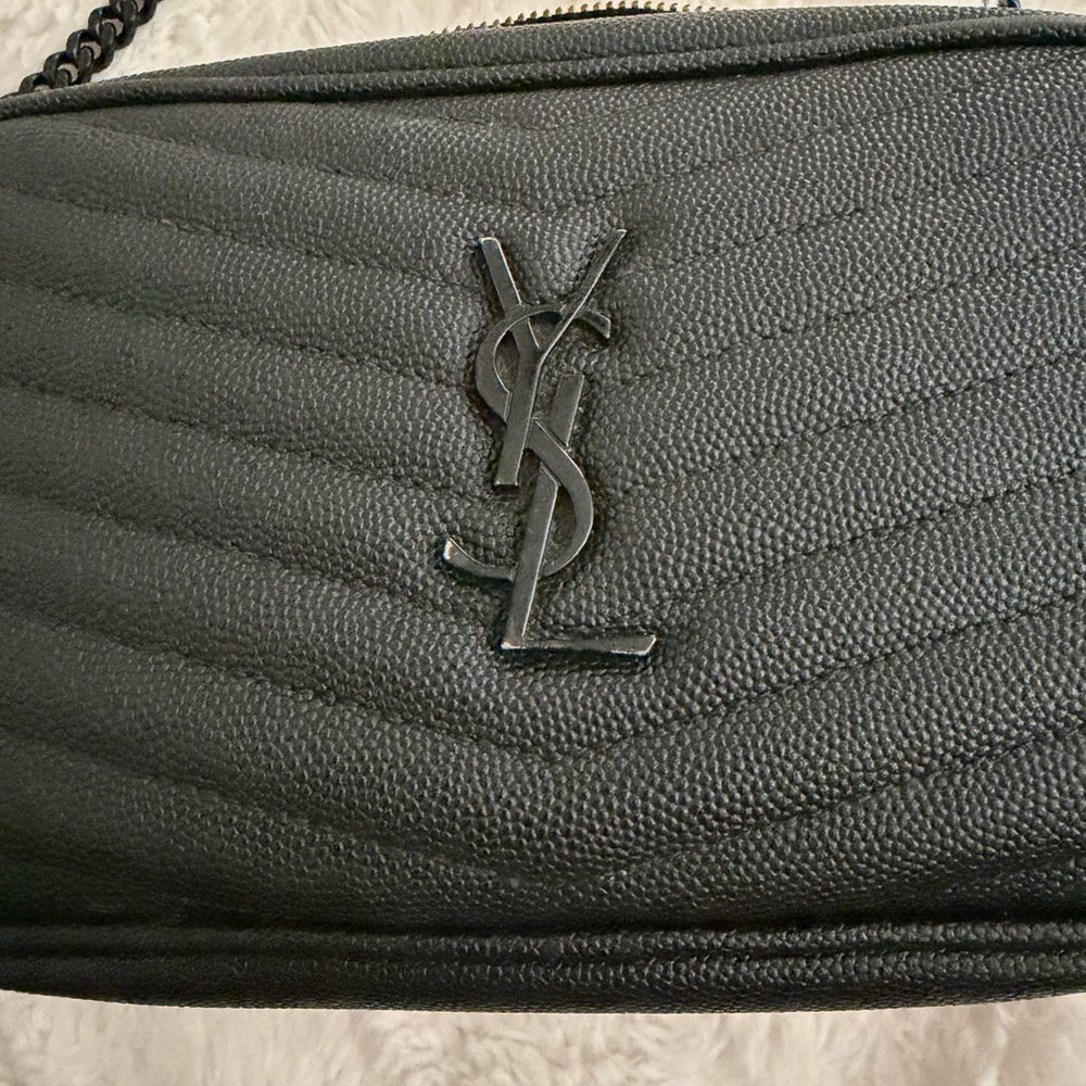 Saint Laurent Black Chevron Quilted Leather Crossbody with Tassel - Picture 7 of 8